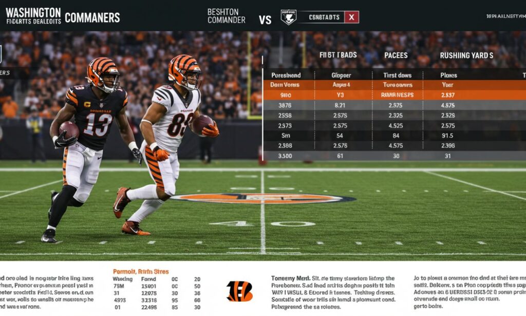 “Washington Commanders vs Bengals: Match Stats Breakdown”